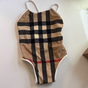 Burberry Beige and Black Check Swimsuit